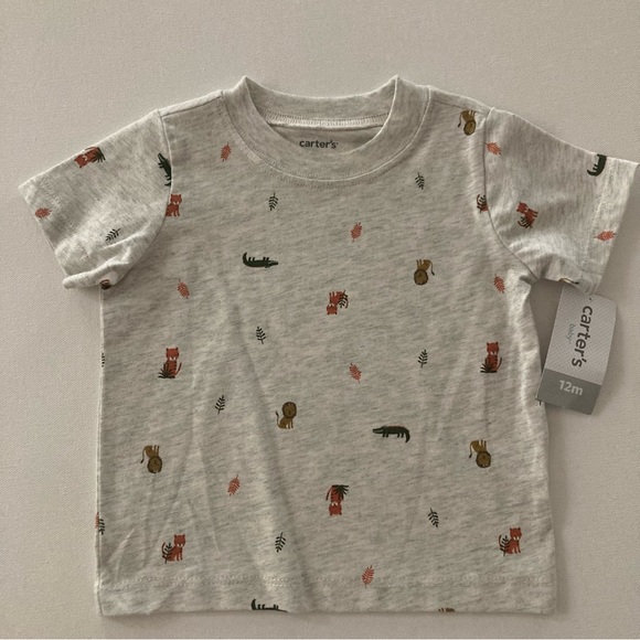 Carter’s 12 Months Baby Boy Tee & Shortalls Set Outfit Safari Animals - Picture 7 of 7